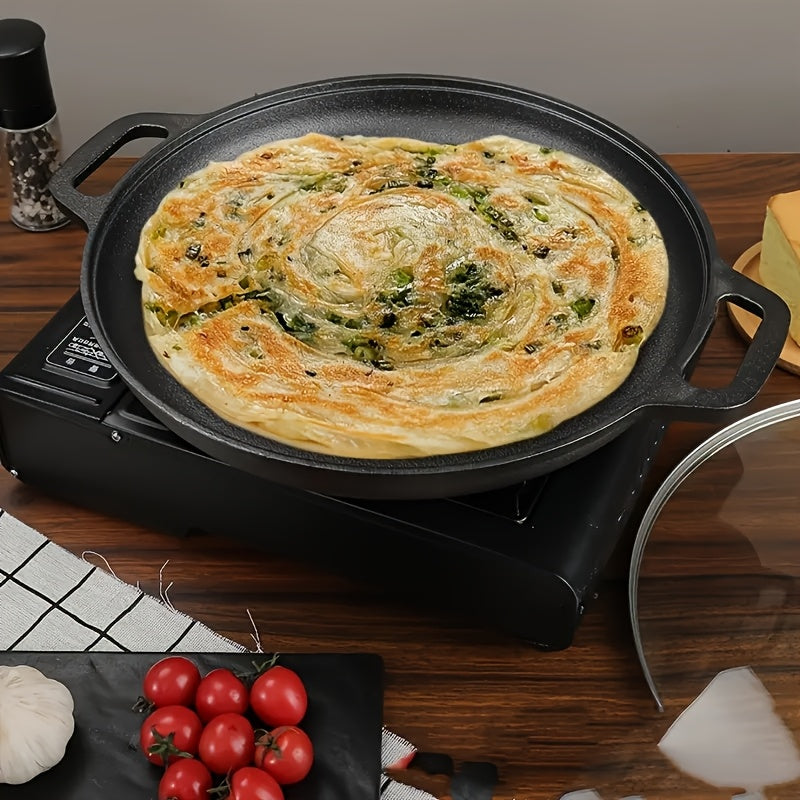 Cast Iron Pizza Pan 6-Piece Set – 11-Inch Pre-Seasoned Griddle for Oven, Stovetop, Grill & Campfire | Multi-Purpose Round Cast Iron Baking Pan for Pizza, Bread & More
