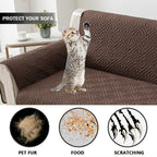 Quilted Sofa Cover One-Piece Cushion Slipcover with Anti-Slip Elastic Band – Pet-Friendly Scratch-Resistant Washable Removable Furniture Cover for Living Room Bedroom Hotel Home Decor