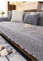 Faux Rabbit Fur Sofa Cover Thick Plush Couch Protector Non-Slip Machine Washable Pet Friendly – 2 3 4 Seater & Armrest Sizes, Floral Design Sofa Slipcover