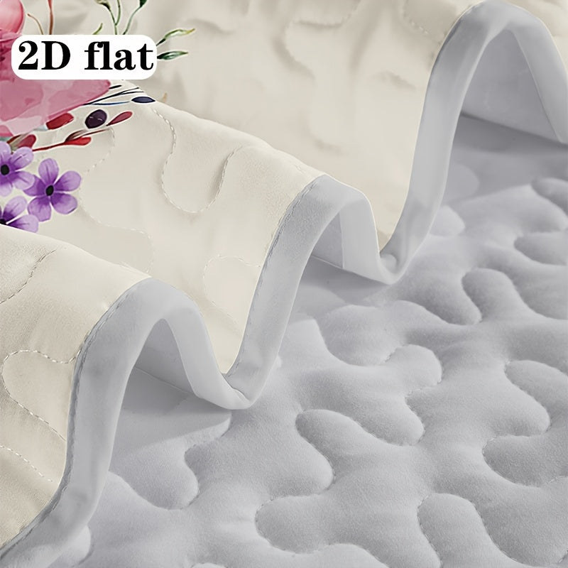 Quilted Quilt Set 2-3 Piece Floral Love Heart Print – Soft Breathable Hypoallergenic Bed Cover with Pillowcases for Twin Full Queen King, Multicolor Bedding