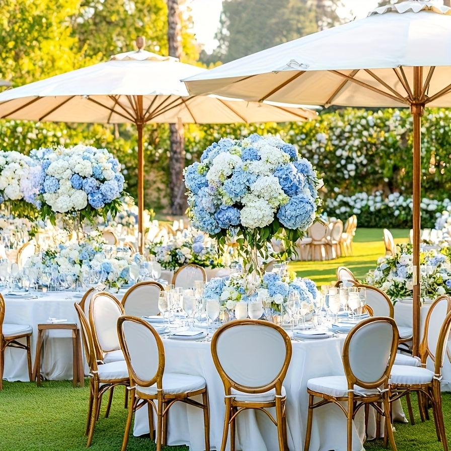 Silky Hydrangea Artificial Flowers 20/40 Pack, 16.2 Inch Blue & White – Outdoor Faux Hydrangea Stems for Wedding, Garden, Home Party, Exhibition & Christmas Decorations