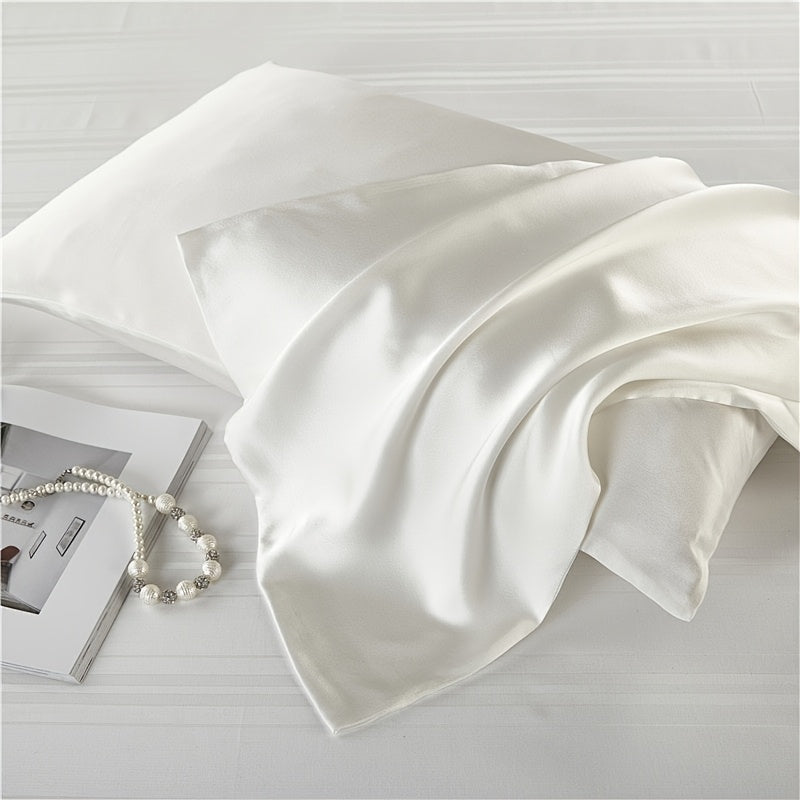 Mulberry Silk Pillowcases 2pcs - 600 Thread Count Solid Color Cooling Pillow Covers with Hidden Zipper for Hair and Skin Care Bedroom Sofa Machine Washable