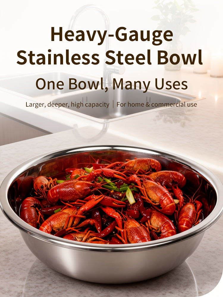 Extra Large Stainless Steel Mixing Bowl – Heavy-Duty Deep Prep Basin for Cooking, Baking, Salad & Dough | 36cm / 40cm | Rustproof, Dishwasher Safe Kitchen Essential