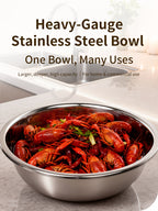 Extra Large Stainless Steel Mixing Bowl – Heavy-Duty Deep Prep Basin for Cooking, Baking, Salad & Dough | 36cm / 40cm | Rustproof, Dishwasher Safe Kitchen Essential