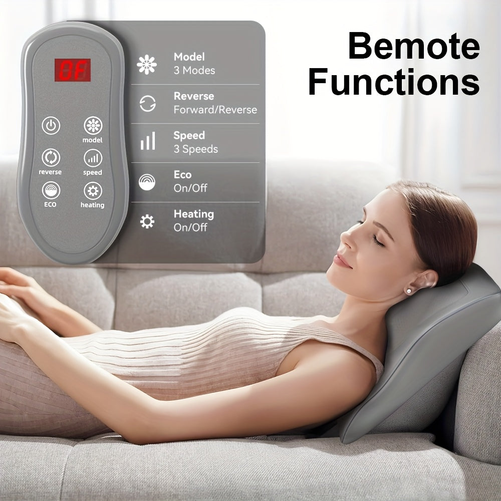 Rechargeable Shiatsu Back and Neck Massager with Heat – 3D Kneading Massage Pillow, USB Charging, Ergonomic Design for Deep Tissue Relief, Gift for Men Women Mom Dad Home Office Car Use
