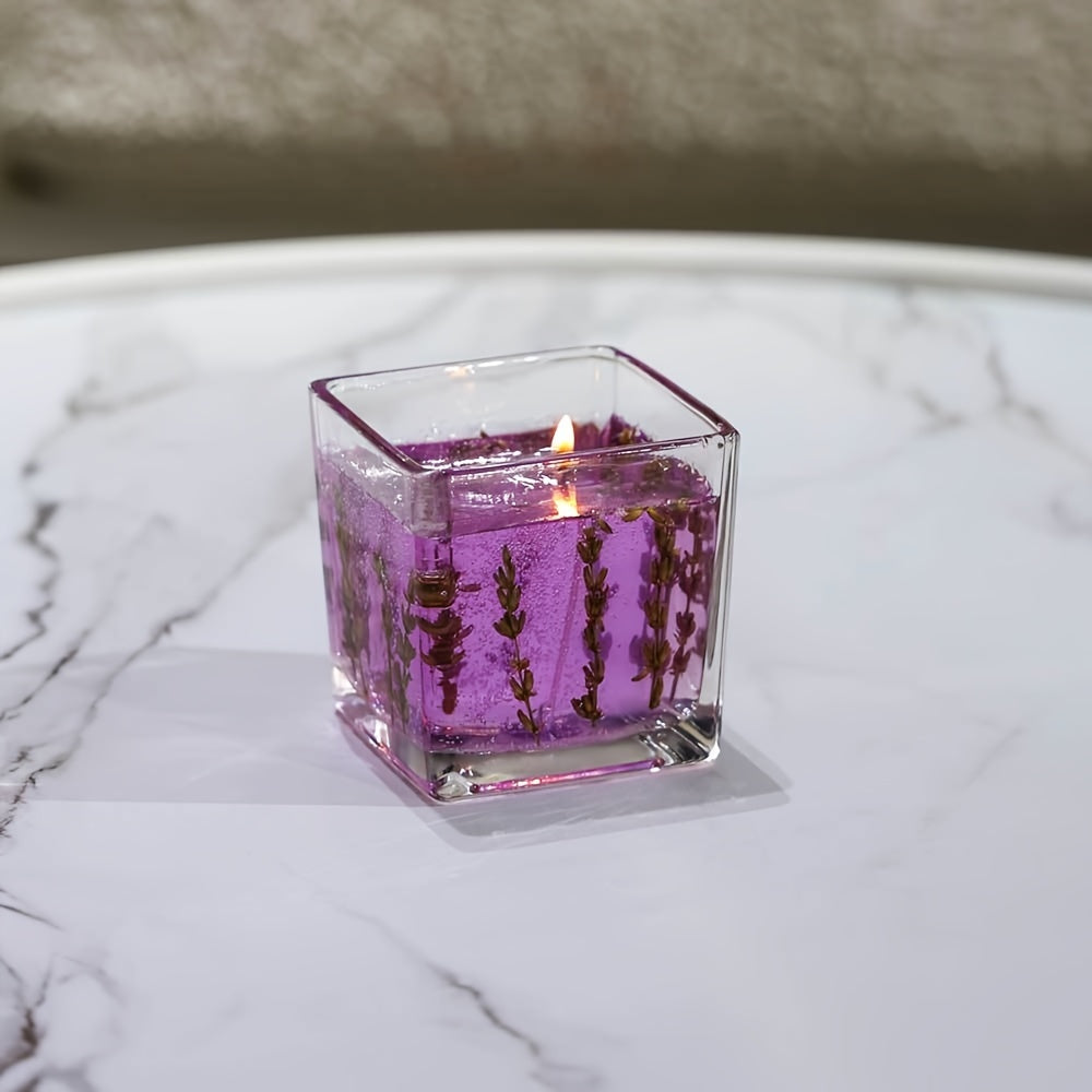 Floral Scented Candle 550g with Real Flower Inlay – Lavender, Rose & Orange Botanical Fragrance Candle in Glass Jar | Long-Lasting Aromatherapy Home Perfume, Perfect Birthday & Housewarming Gift