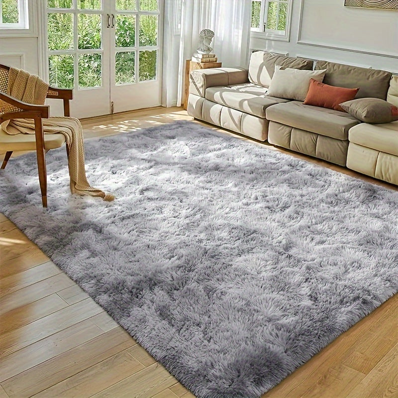 Plush Fluffy Area Rug Tie Dye Soft Indoor Carpet Non-Slip for Living Room Bedroom – Modern Home Decor Floor Mat | Multiple Sizes | Light Gray, Dark Gray, Black, Pink