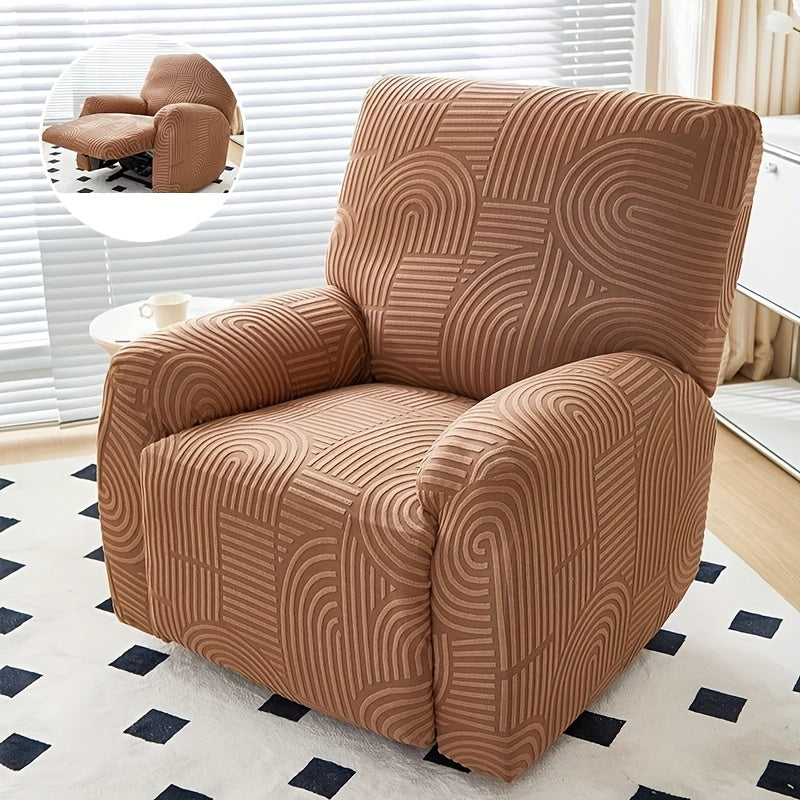 Elastic Jacquard Recliner Chair Cover Single Seat – Stretch Armchair Slipcover Furniture Protector for Living Room Bedroom Office, 6 Colors (Pink Blue Green Camel Gray Beige)