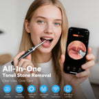 Tonsil Stone Remover with 1080P HD Camera - Visual Removal Kit 6 LED Lights 5 Stainless Tips USB Rechargeable iOS Android App Oral Care Tool