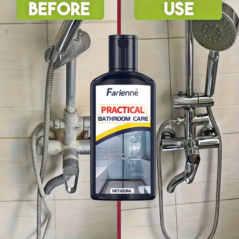 Glass & Tile Restoration Paste 120G Hard Water Stain Remover for Shower Doors Tiles Metal Surfaces Streak-Free Finish + Free Sponge Included