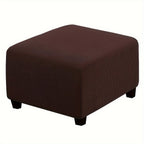 Stretch Ottoman Footstool Cover Elastic Square Slipcover – Grip Polyester Stretch Protector with Elastic-Band Closure, Machine Washable Footstool Cover for Home & Office, 1pc