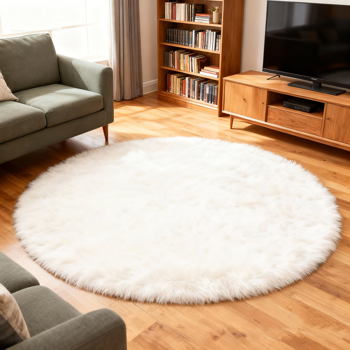 Tie Dye Round Area Rug Soft Plush Shaggy Circle Floor Mat Non-Slip for Living Room Bedroom Dorm – Boho Rainbow & Solid Colors 4x4 5x5 6x6 7x7 8x8 Ft | Home Decor Aesthetic