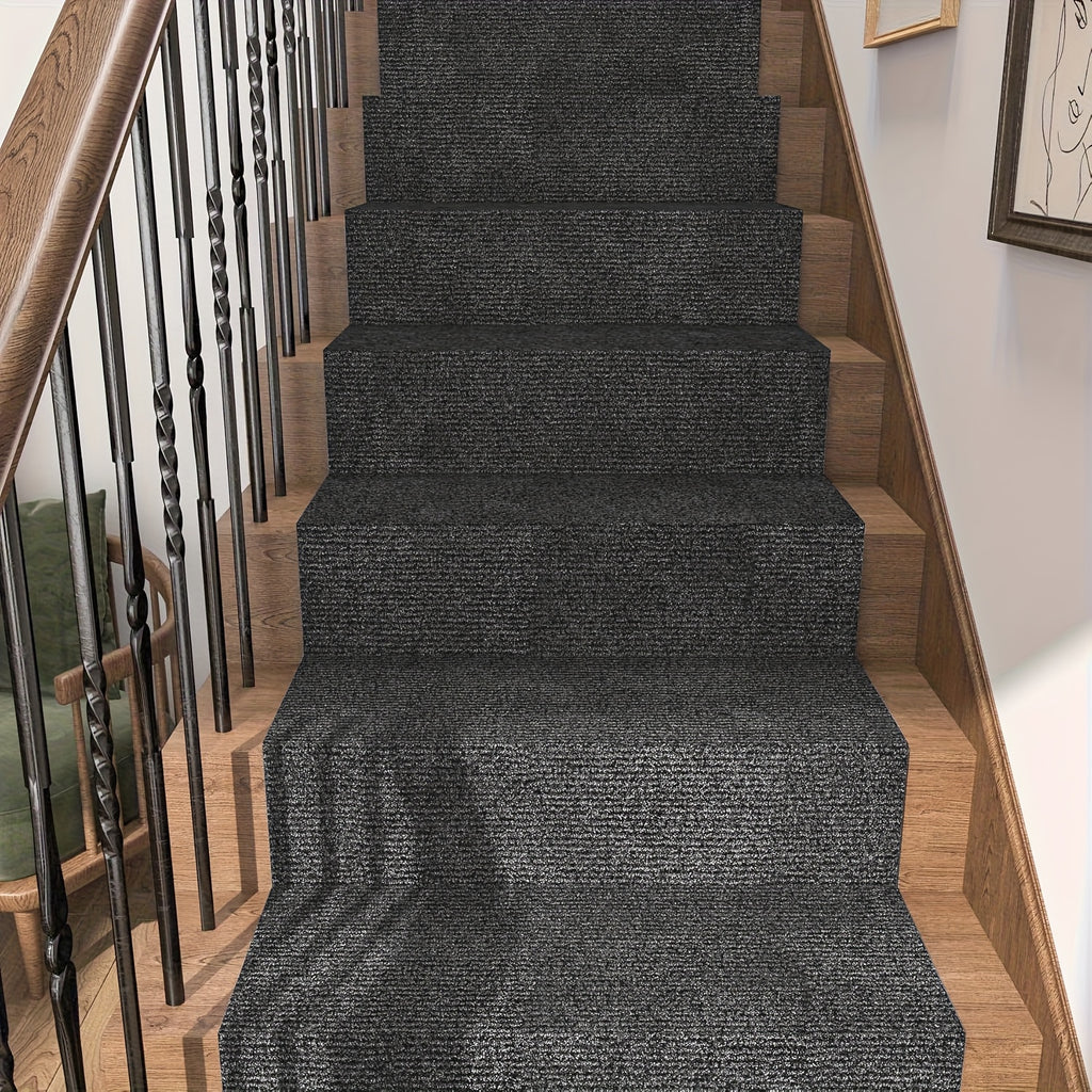 Non-Slip Striped Runner Mat – Self-Adhesive Trimmable Polyester Carpet for Hallway, Kitchen, Stairs, Garage & Patio | 5 Colors, 4 Sizes