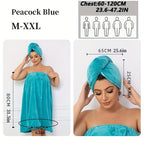 Extra Large Bath Wrap Skirt & Shower Cap Set of 2 – Super Absorbent Coral Fleece Body Wrap Towel, Adjustable M–XXXXL | Home, Travel, Sauna & Spa
