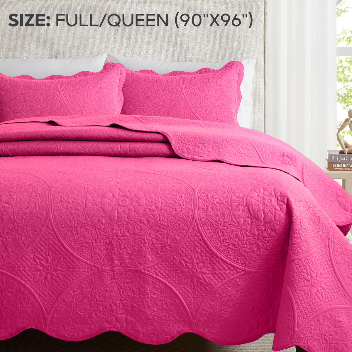 Luxury Quilted Bedspread Set 3 Piece Floral Coverlet with Pillow Shams Breathable Lightweight All Season - Twin Queen King California King 16 Colors