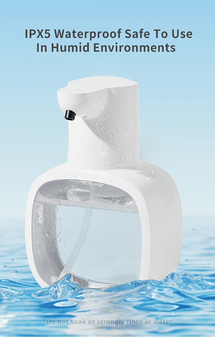 Automatic Foam Soap Dispenser Touchless USB Rechargeable - Wall-Mountable Hands-Free Soap Pump with Adjustable Foam Output for Bathroom, Kitchen & Pet Bathing, Works with Liquid Soap, Body Wash & Dish Detergent - White & Black