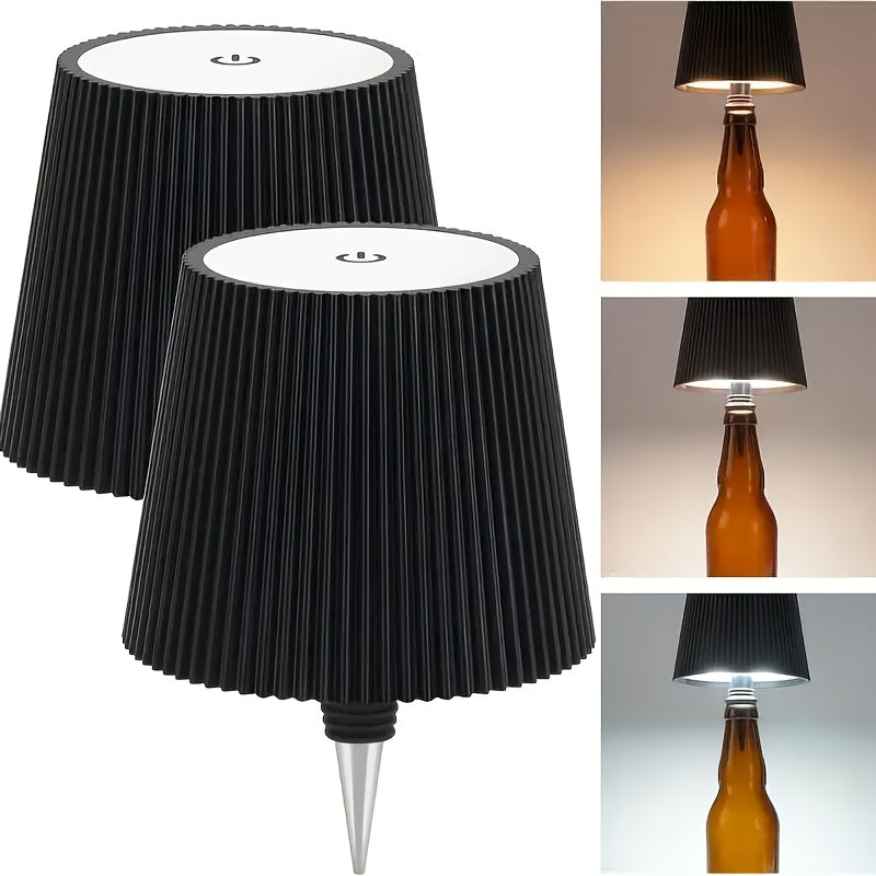 Wireless LED Bottle Lamp Touch Control USB Rechargeable 2400mAh IP44 Waterproof 3-Color Mood Light for Bedroom Bar Party Wedding Garden – Cordless Bottle Stopper Night Light