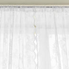 Vintage Floral Lace Sheer Curtains 2 Panels - Yarn-Dyed Dotted Netting Rustic Pastoral Semi-Sheer, 59" Wide Light Filtering Machine Washable for Living Room Kitchen Door Outdoor Wedding, White Green Black