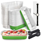 100 Pack Mini Aluminum Foil Cake Pans with Lids and Spoons - 6.8oz Rectangular Baking Pans for Mini Cheesecakes Desserts and Holiday Baking - Disposable Bakeware Set