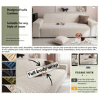 Striped Stretch Sofa Cover 1pc – Washable Non-Slip Scratch-Resistant All-Season Sofa Slipcover for 1 2 3 4 Seater, White Sawtooth Textured Fabric Couch Protector for Living Room Home Decor