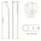Reusable Glass Straws Set 12pcs with 4 Cleaning Brushes BPA Free Borosilicate Heat Resistant Drinking Straws for Smoothies Coffee Tea Milkshakes - Straight & Bent Glass Straws 8.5 Inch 10mm