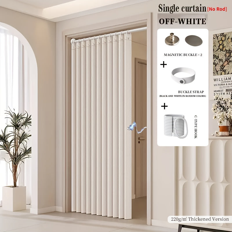 Boho Striped Magnetic Door Curtain – Elegant Folding Polyester Partition Curtain for Living Room, Bedroom & Kitchen, No-Drill Magnetic Closure, Hand Washable