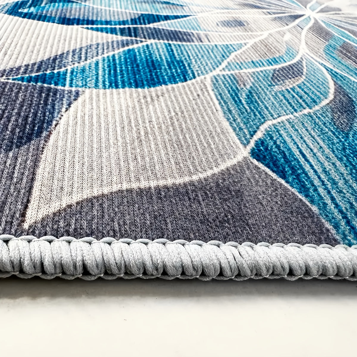 Runner Rug for Hallway Entryway Staircase - Floral European Lotus Pattern, Anti-Slip Machine Washable Long Corridor Mat, 3 Sizes, Teal Grey
