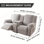 Jacquard Recliner Sofa Cover Set 6 Piece with Center Console Cover & Pocket, Leaf Texture Stretch Slipcover Removable Washable Recliner Protector for Living Room