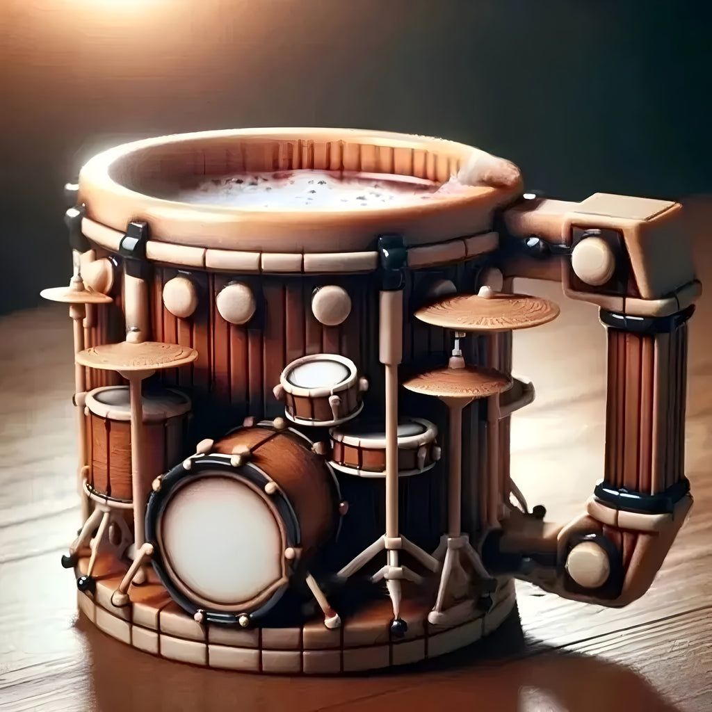 Musical Instrument Shaped Coffee Mug 11oz | Guitar & Drums Ceramic Cup Novelty Drinkware Perfect Gift for Music Lovers