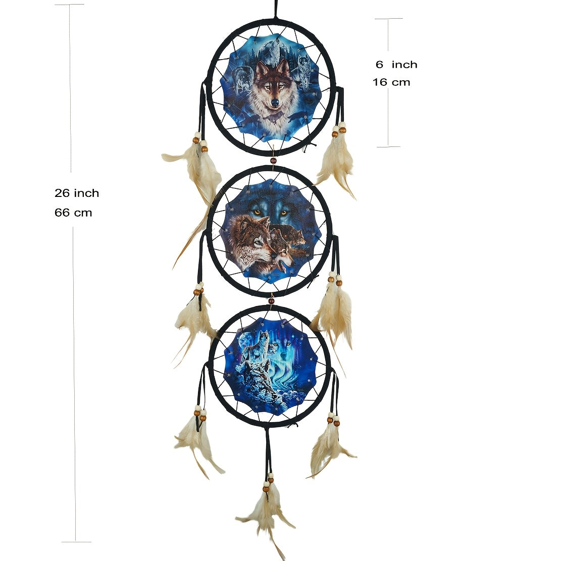 Wolf Dream Catcher Wall Decor – Boho Bedroom Wall Hanging Native American Style Dream Catcher Gift for Boys Kids Teen Room
