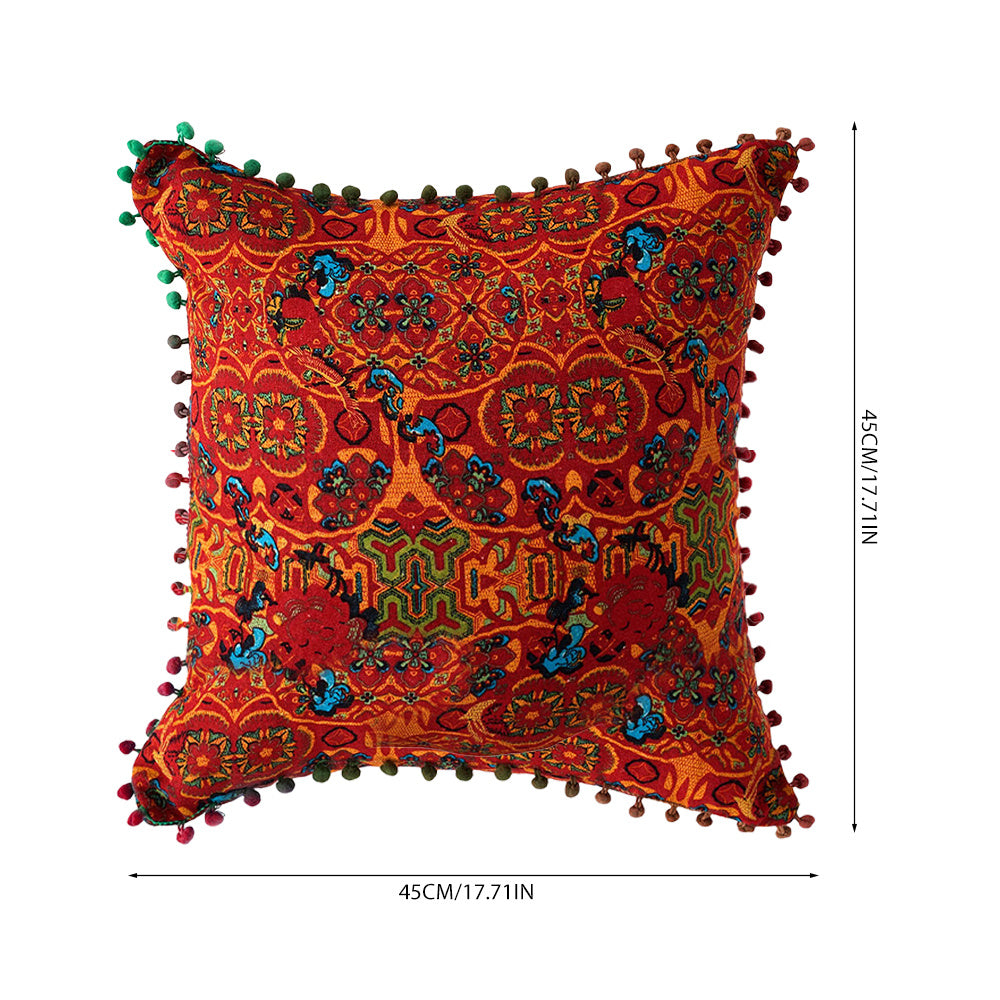 2-Pack Turkish Moroccan Throw Pillows with Inserts Reversible Floral Boho Decorative Pillow 18x18 Inch Polyester Square Cushion Zip Cover for Sofa Couch Bedroom Living Room 7 Colors