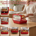 Reusable Food Storage Tray Set 4PCS 2-in-1 Plastic Serving Tray with Foil Trays – Holiday Party Containers for Christmas, Thanksgiving, BBQ & Outdoor Gatherings, White, Red & Black