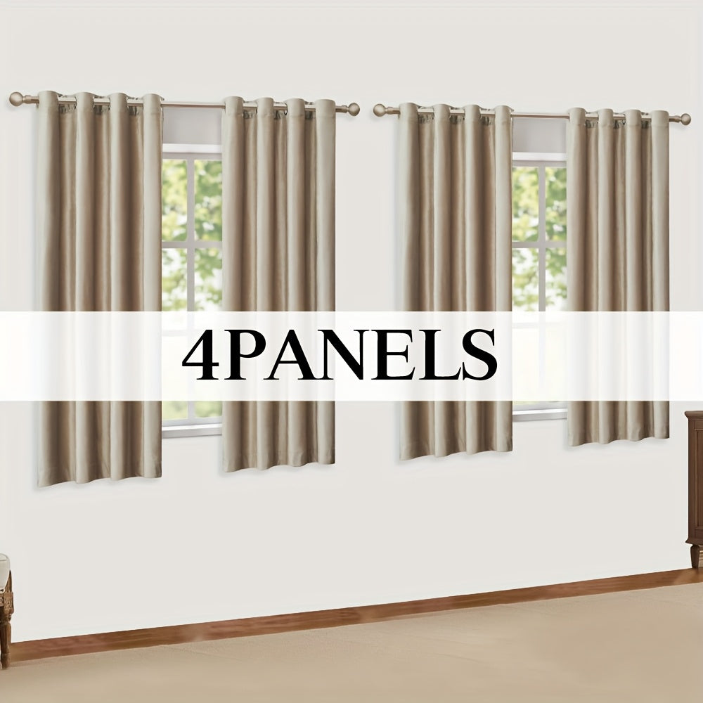 Velvet Grommet Curtains 4 Panels – Room Darkening Thermal Flannel Drapes for Living Room & Bedroom, Luxury Soft Window Panels, 52"W Multiple Lengths, Golden Hot Pink Champagne Taupe