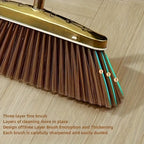 Premium Golden Stainless Steel Broom with Microfiber Bristles & 15° Angled V-Edge Dustpan – Floor-Safe, Hair-Trapping, Rubberized Bumper for Indoor & Outdoor Sweeping | Broom Only or Set
