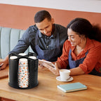 Rotating Paper Cup Holder with 4 Compartments | Disposable Coffee Cup Dispenser & Lid Rack for Countertop, Kitchen, Coffee Station & Bathroom | White or Black