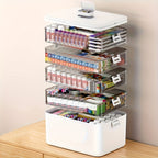 Transparent Multi-Tier Stackable Storage Box 2 or 5 Layer Large Capacity Portable Organizer for Pills Office Sewing Supplies Home Travel Easy to Clean Durable