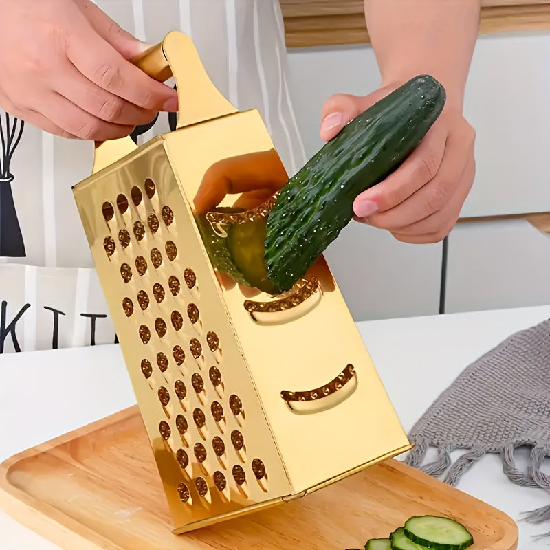 4-in-1 Mandoline Vegetable Slicer Stainless Steel – Manual Food Slicer with Anti-Slip Handle for Home Kitchen, Julienne, Dice & Grate