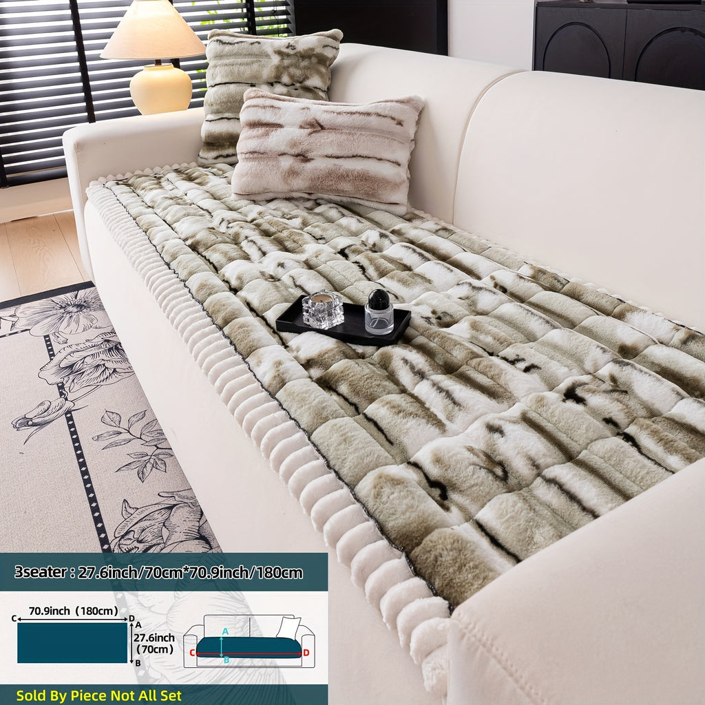 Plush Sofa Cover Super Soft Thickened Warm Anti-Slip Couch Cushion Mat – Furry Velvet Sofa Protector for Living Room Bedroom, Easy Care Durable Home Decor Furniture Cover