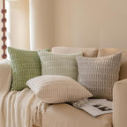 Corduroy Throw Pillow Set of 2 with Inserts 18x18 Ultra-Soft Double-Sided Cushions Washable Cover for Couch Bed Sofa Living Room Home Decor 7 Colors