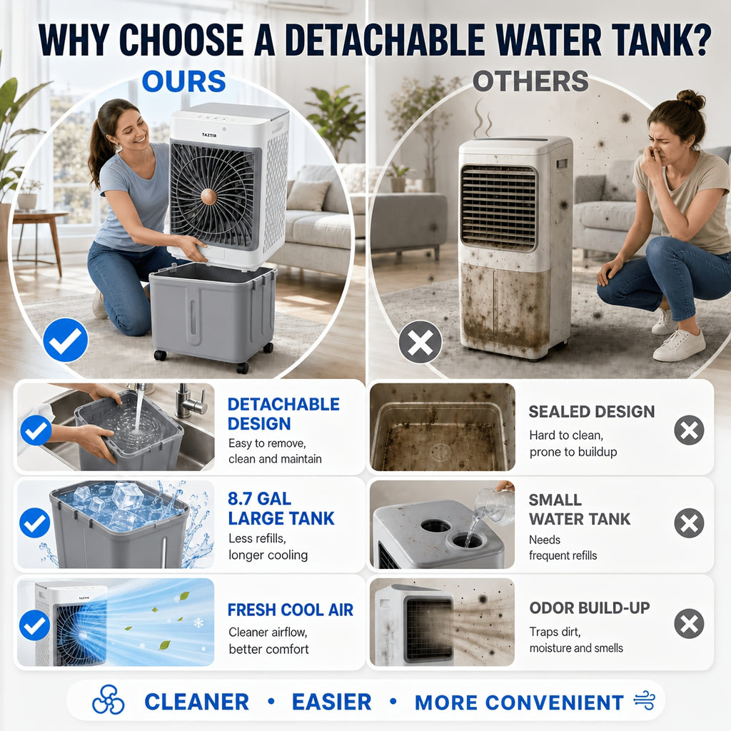2200 CFM Portable Evaporative Air Cooler – Top-Fill Swamp Cooler with 8.7 Gal Tank, 120° Swing, 3 Speeds, 1/2/4H Timer, 35dB Quiet & 4 Ice Packs | Bedroom, Office, Patio, Kitchen