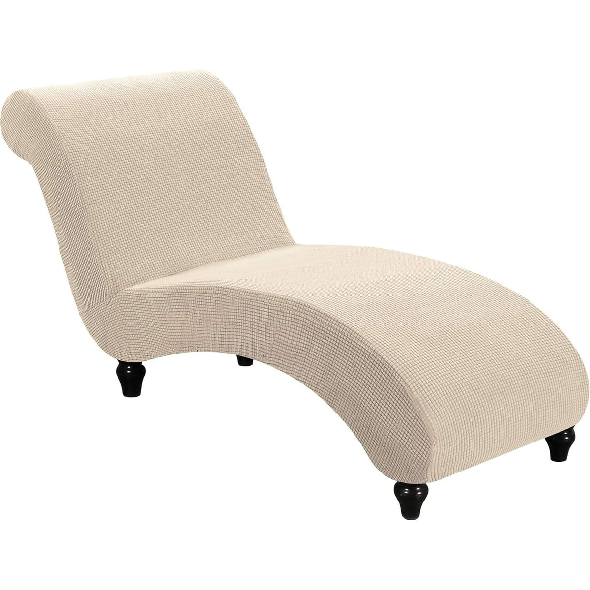 Chaise Lounge Cover Stretch Slipcover – Jacquard Lattice Fabric, Soft Machine Washable Chair Cover with No or Double Armrests for Living Room Bedroom, 11 Colors