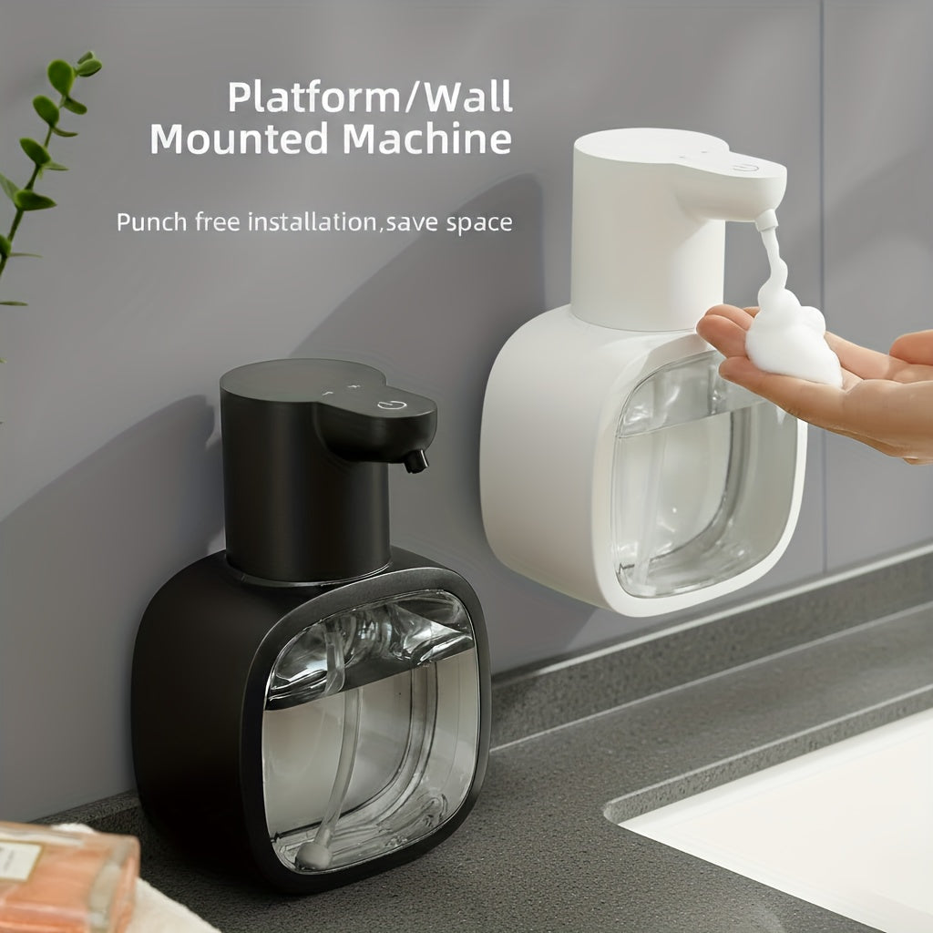 Automatic Foam Soap Dispenser Touchless USB Rechargeable - Wall-Mountable Hands-Free Soap Pump with Adjustable Foam Output for Bathroom, Kitchen & Pet Bathing, Works with Liquid Soap, Body Wash & Dish Detergent - White & Black
