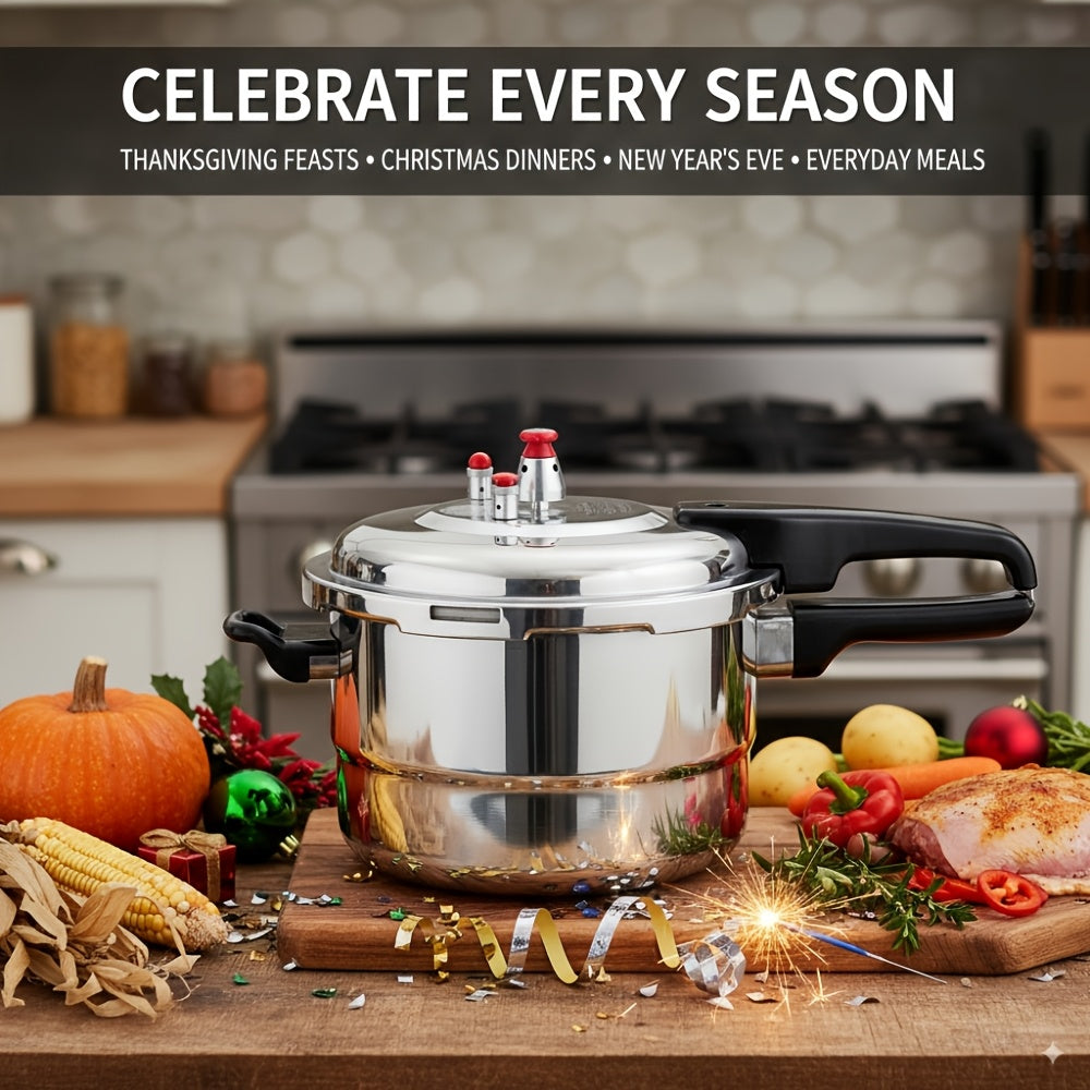 Stovetop Pressure Cooker Aluminum 4.5 6 8 Quart with Safety Release Valve Multiple Protections for Family Meals Canning & Catering Multi-Stovetop Compatible