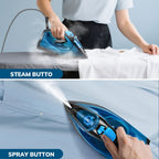 Clothes Steamer Handheld Garment Steamer Non-Stick Plate High Pressure Anti-Calc Fast Heating Adjustable Temperature Dry Wet Travel Essential Blue