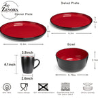 Ceramic Dinnerware Set Modern Matte Porcelain Plates Dishwasher Microwave Oven Safe Scratch Resistant Stoneware Tableware Black Red Blue for Restaurant Kitchen Wedding Gift