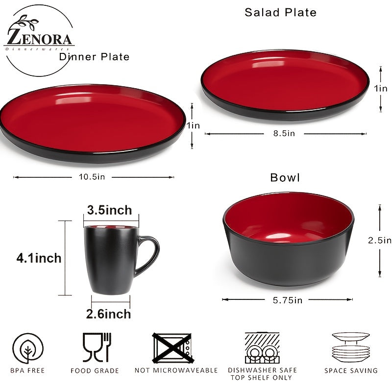 Ceramic Dinnerware Set Modern Matte Porcelain Plates Dishwasher Microwave Oven Safe Scratch Resistant Stoneware Tableware Black Red Blue for Restaurant Kitchen Wedding Gift