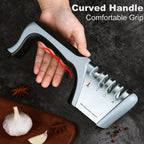4-in-1 Manual Knife Sharpener with 4 Sharpening Stages – Sharpen, Hone & Polish Paring Knives, Kitchen Knives & Scissors | No Electricity Required