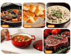 Dutch Oven 5QT 6QT 7.5QT Enameled Cast Iron Cookware with Lid Silicone Handles Oven Safe 500°F Bread Baking Stews Roasts Multiple Colors