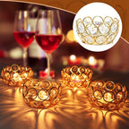 Crystal Bowl Tea Light Candle Holders Set of 20 – Wedding Centerpiece & Home Decor Dining Table Decor, Gold or Silver
