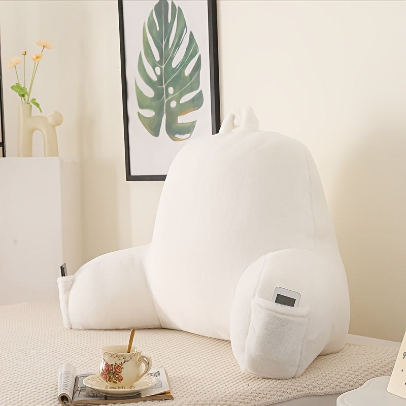 Shredded Memory Foam Reading Pillow with Arms & Pockets – Backrest Pillow for Bed & Couch Sitting Up, Removable Washable Cover, Multiple Colors & Sizes